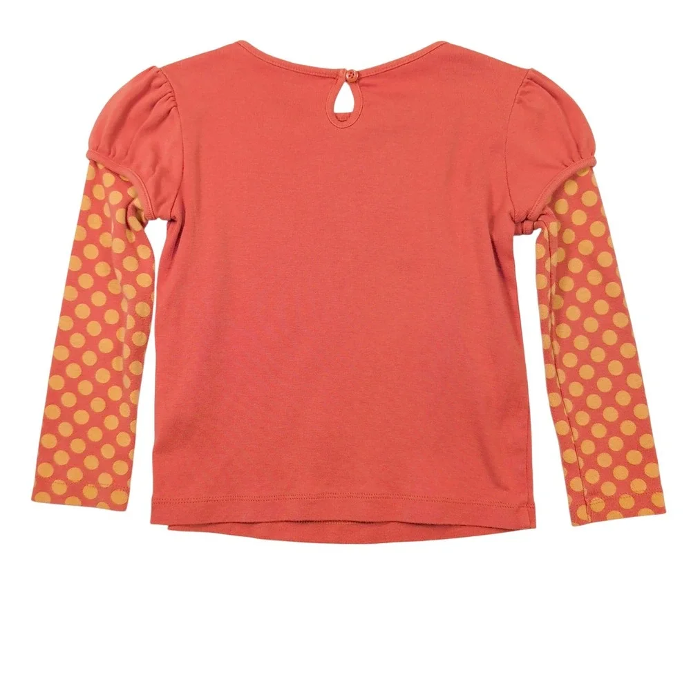 Gymboree Girls Shirt 4T Orange Ghost Polka Dot Layered Halloween Tee Kidcore